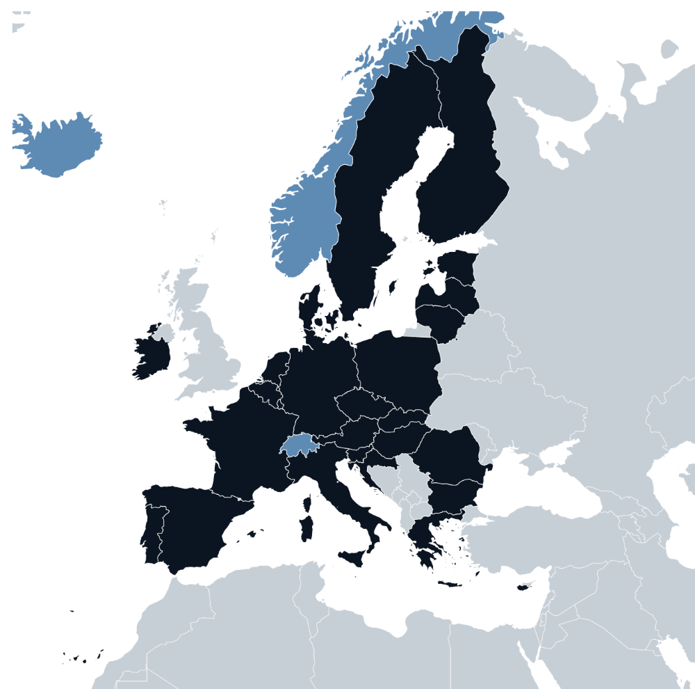 Map of the European Economic Area, the market covered by CE marking
